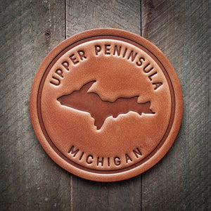 Upper Peninsula of Michigan Leather Coaster - Little Flower Soap Co