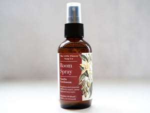 Vanilla Cardamom room spray 4oz amber glass decorative bottle handmade in the USA