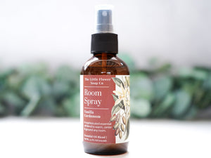 Vanilla Cardamom Room Spray | 4 oz Natural Essential Oil Mist | Amber Glass Bottle - Little Flower Soap Cocardamomroom sprayvanillaRoom Spray