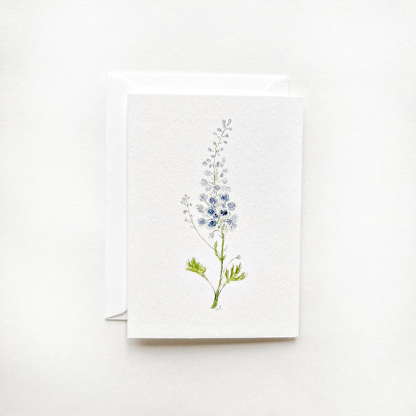 Watercolor Botanical Delphinium Mini Notecard - Little Flower Soap Co