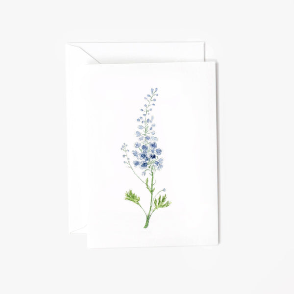 Watercolor Botanical Delphinium Mini Notecard - Little Flower Soap Co