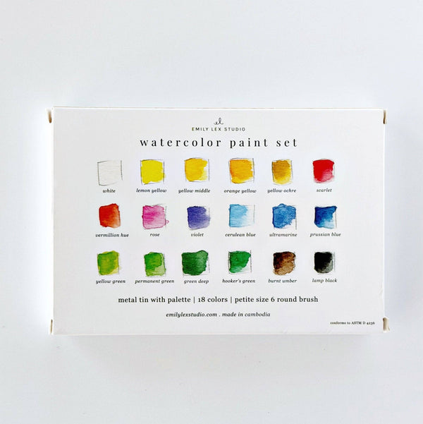 Watercolor Paint Set - 18 Colors with Brush - Little Flower Soap Coart suppliesemily lexEmily Lex Studioart supplies