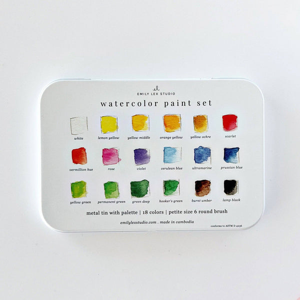Watercolor Paint Set - 18 Colors with Brush - Little Flower Soap Coart suppliesemily lexEmily Lex Studioart supplies
