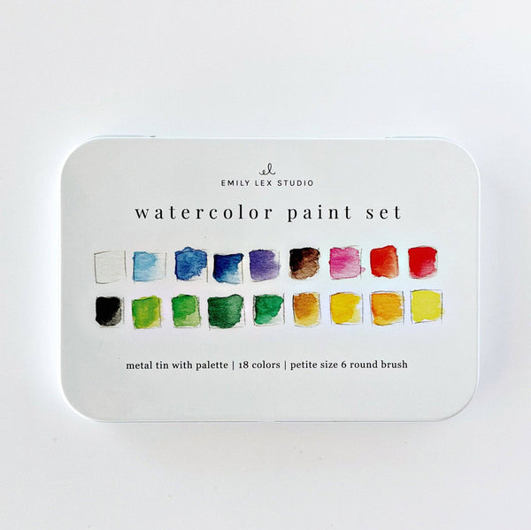 Watercolor Paint Set - 18 Colors with Brush - Little Flower Soap Coart suppliesemily lexEmily Lex Studioart supplies