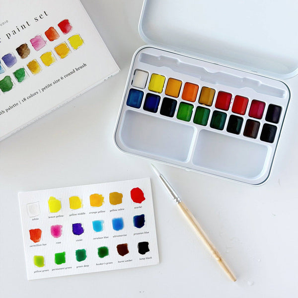 Watercolor Paint Set - 18 Colors with Brush - Little Flower Soap Coart suppliesemily lexEmily Lex Studioart supplies
