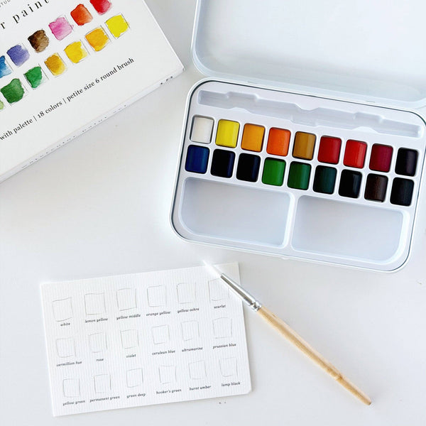 Watercolor Paint Set - 18 Colors with Brush - Little Flower Soap Coart suppliesemily lexEmily Lex Studioart supplies