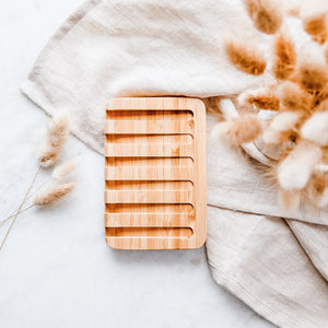 Waterfall Self - Draining Bamboo Soap Dish - Little Flower Soap Co