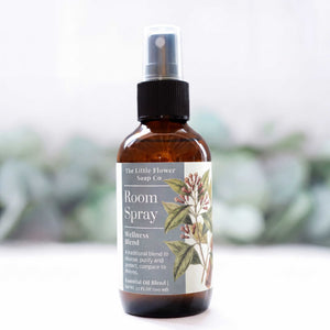 Wellness Blend Essential Oil Room Spray - Little Flower Soap Cocompare to thievesessential oil giftsessential oil room sprayRoom Spray