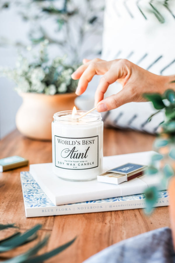 Worlds Best Aunt - Hand Poured Candle - Little Flower Soap Co