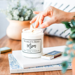 World's Best Mom! - Hand Poured Candle - Little Flower Soap Co
