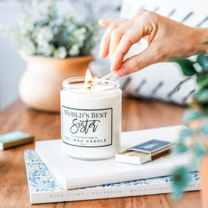 World's Best Sister! - Hand Poured Candle - Little Flower Soap Co