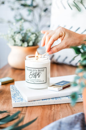World's Best Sister! - Hand Poured Candle - Little Flower Soap Co