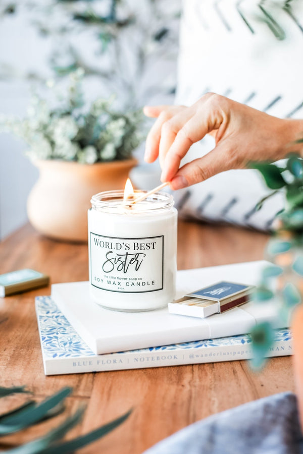 World's Best Sister! - Hand Poured Candle - Little Flower Soap Co