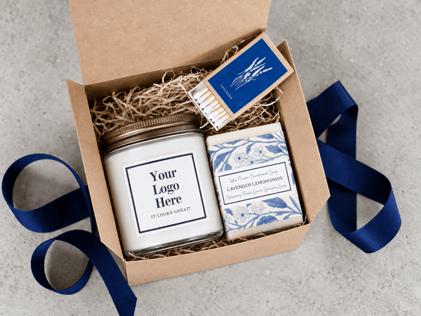 Your Logo Aromatherapy Candle and Soap Gift Set - Little Flower Soap CoSpa Gift Box