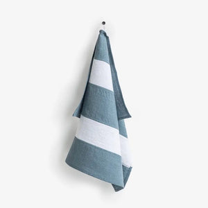 Zero - Waste Striped Linen Tea Towel - Gray Blue - Little Flower Soap Co