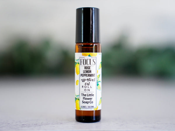 FOCUS - Rose Lemon Peppermint Essential Oil Roll-on Aromatherapy