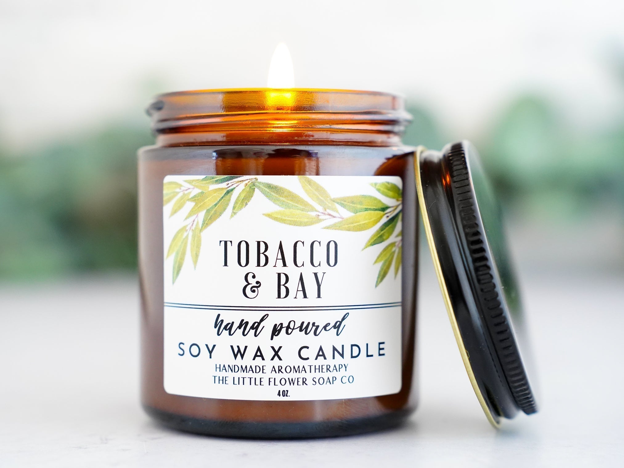 Tobacco and Bay Leaf Essential Oil - 8oz Soy Wax Candle – Little Flower  Soap Co