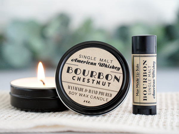 Unique & Funny Gifts for Men - Bourbon Candle and Lip Balm