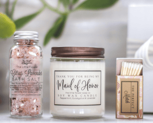 Bridesmaid Thank You Gift with Candle and Bath Salt - Little Flower Soap Co