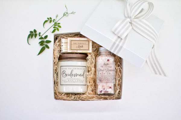 Bridesmaid Thank You Gift with Candle and Bath Salt - Little Flower Soap Co