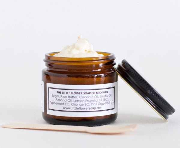 Citrus Mint Sugar Scrub 2oz - Essential Oil One Minute Hand Treatment - Little Flower Soap Co