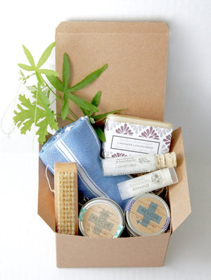 Home Spa Day Gift Set including Spa Towel and Nail Brush - Little Flower Soap Co