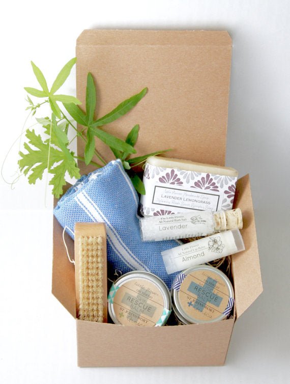Home Spa Day Gift Set including Spa Towel and Nail Brush - Little Flower Soap Co