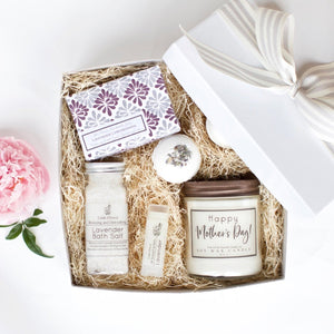 Luxury Lavender Gift Box - Handmade Aromatherapy Lavender Spa Gift Basket for Women - Little Flower Soap Co
