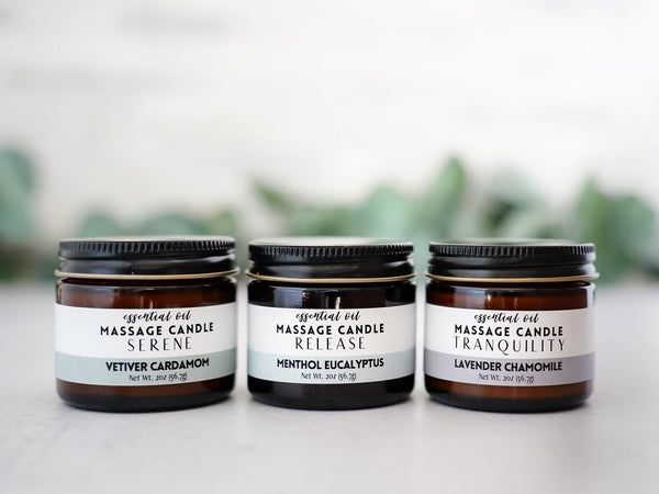 Serene Massage Oil Candle - Vetiver, Cardamom with Black Pepper & Vanilla - Little Flower Soap Co
