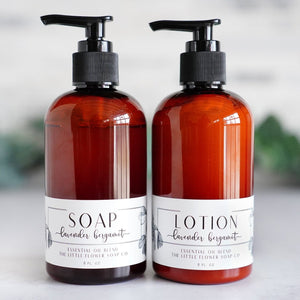 SET Liquid Hand Soap and Lotion - Lavender Bergamot - Little Flower Soap Co