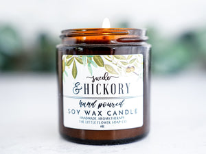 Suede and Hickory Hand Poured Candle - Little Flower Soap Co