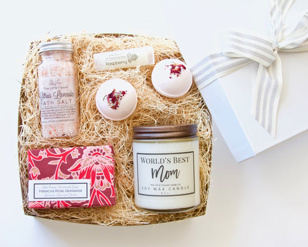 Luxury Self Care Gift for Worlds Best Mom- Handmade Aromatherapy Lavender Spa Gift Basket for Women